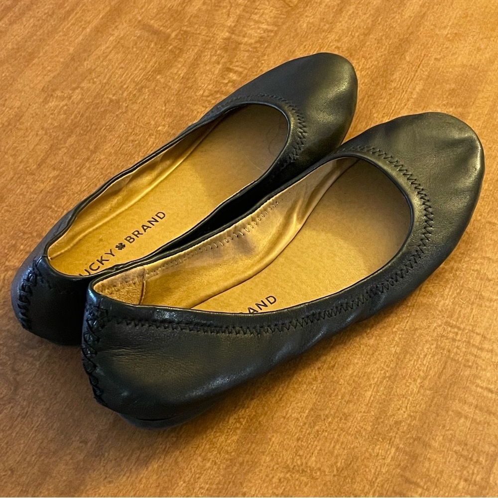Lucky Brand Erin Black Ballet Flats Comfort Slip On Shoes Women’s Sz 6M